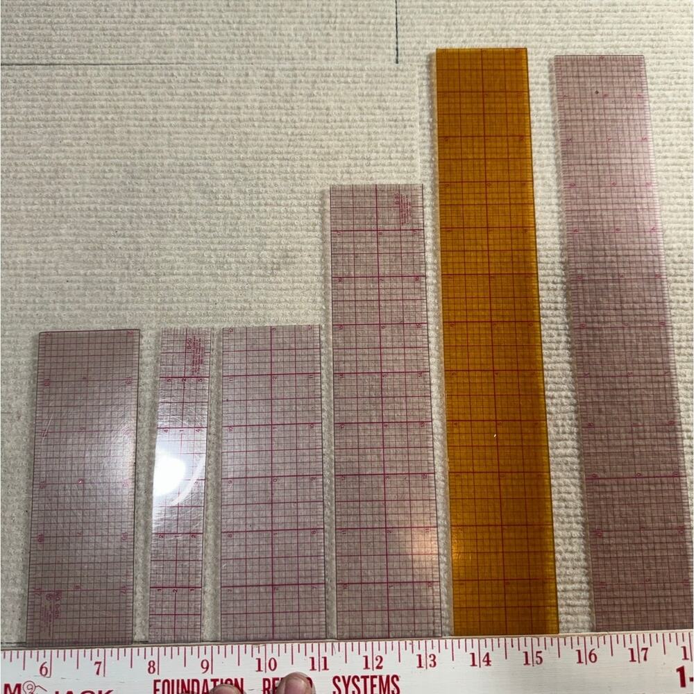 Vintage 90s C-Thru Ruler Company Clear Amber Plastic 8ths Graph Grid Craft Lot